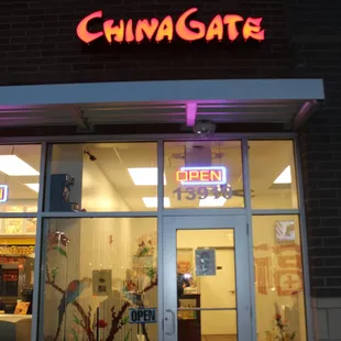 the entrance to a chinese restaurant