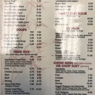 menu