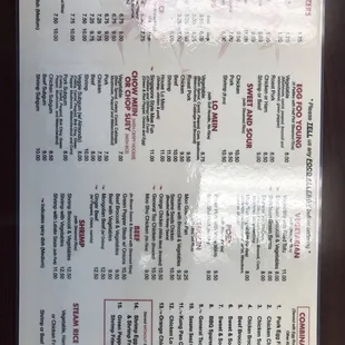 menu