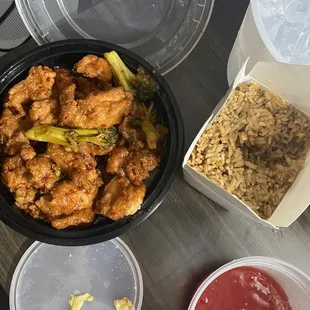 General Tso &amp; Egg Fried Rice