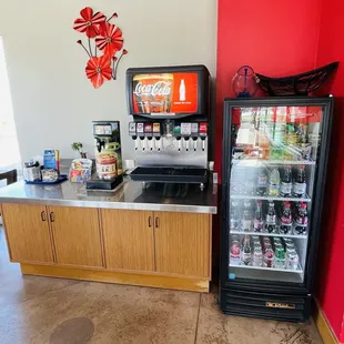 a vending machine and a soda machine