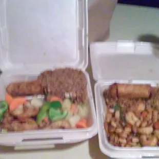 Sweet n Sour Shrimp on left, Kung Pao Shrimp on right