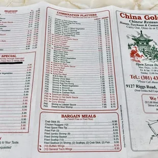 Menu - as of 10/2019