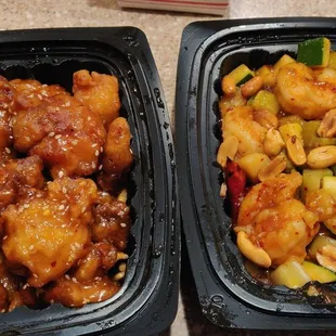two plastic containers of food