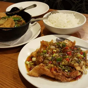Hong Kong fried fish (special) and tofu &amp; veggie hot pot