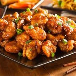 a plate of chinese food