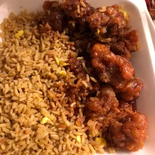 General Tso chicken and fried rice