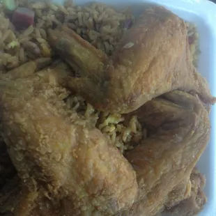 Chicken wings n pork fried rice. Yeah!