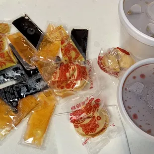 a variety of snacks and drinks