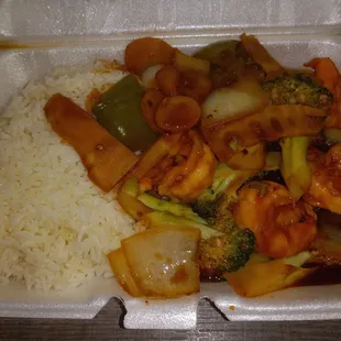 Their Garlic Shrimp and Steamed rice