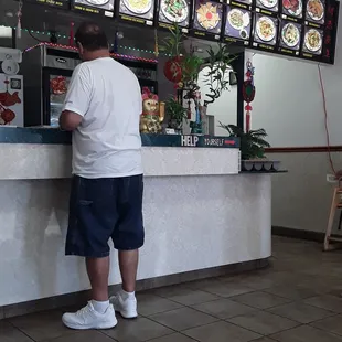 Order at the counter, no table  service.  No water available without paying for a bottled water.  Cheap!