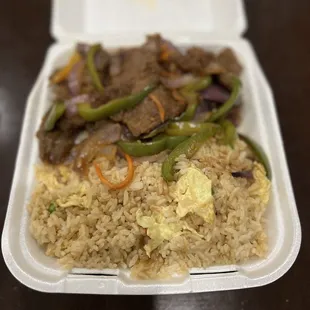 Lunch special: Mongolian beef all fried rice for the hubby