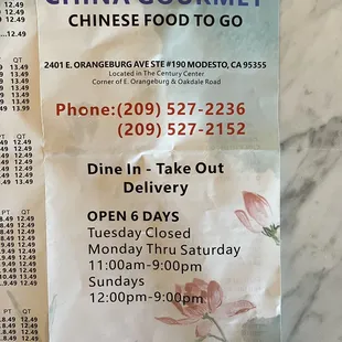 Menu January 2025