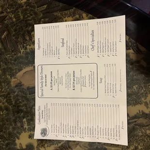 menu