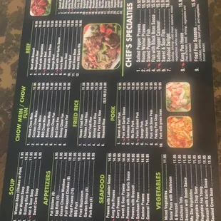 New dine in menu