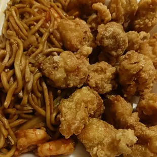 a plate of chinese food