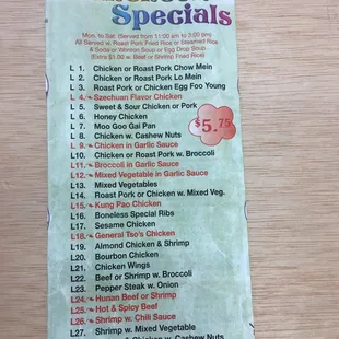 menu