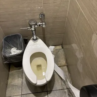 Dirty bathroom almost slipped bc there was pee all on the floor