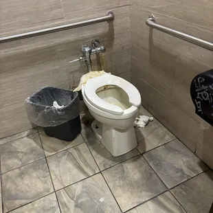 Explosions of poop on the wall and it stank really bad in there