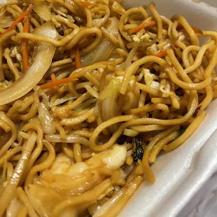 noodles in a styrofoam container