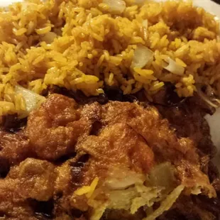 egg foo yung and fried rice
