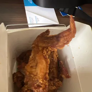 Burnt funny tasting fried wing