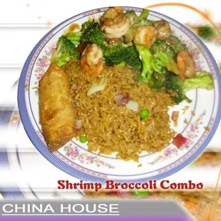 shrimp broccoli combo on a plate