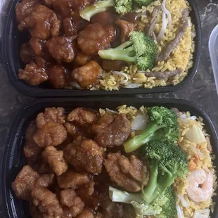 Easy way to tell dinners apart by topping the rice with its filling!