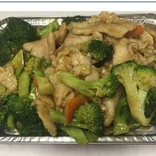 chicken and broccoli in a sauce
