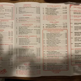 The menu