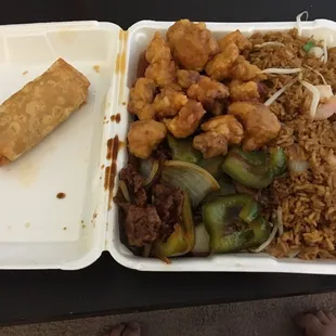 Double Dinner - Sesame Chicken and Pepper Steak with Shrimp Fried Rice for $10