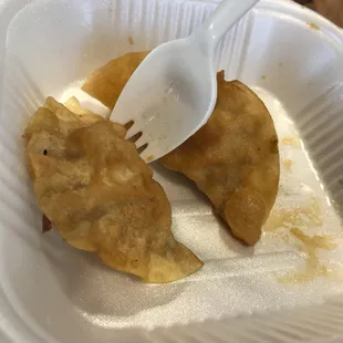 Pan fried dumplings.