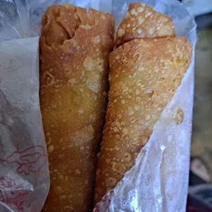 Egg rolls one chicken one vegetable