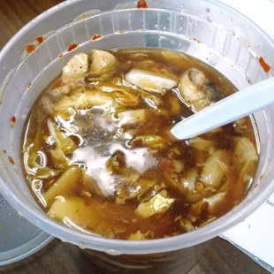 Hot &amp; sour soup -- too sweet, not enough bite.