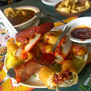 OMG Batman the POWPOW platter Delicious  Shrimps, Ribs, Pork Belly Eggrolls too. Plenty to share.