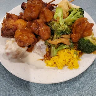 Plate filled from the buffet.