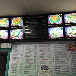 menus and prices on the wall