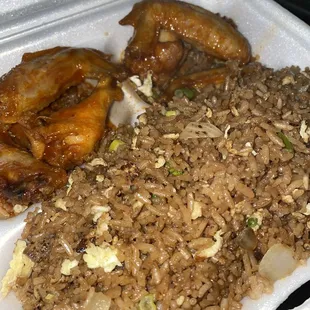 New mini Buffalo Chicken Wings with fried rice. So good! No lie