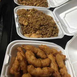 a variety of takeout food items
