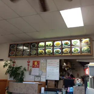 a restaurant with a large menu