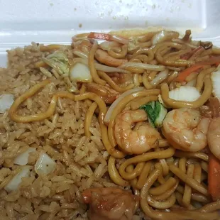 Shrimp lo mein lunch