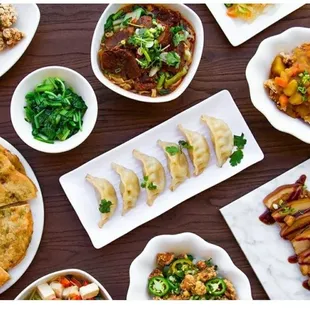 Dumpling, scallions pancakes