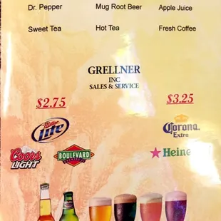 a beer menu