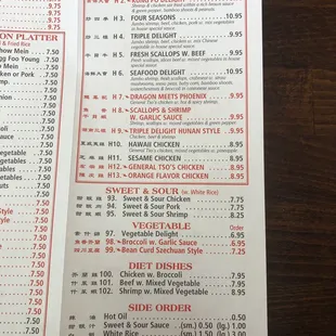 menu
