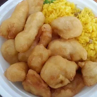 Sweet sour chicken &amp; fried rice