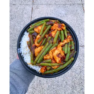 Chicken with string bean and garlic sauce