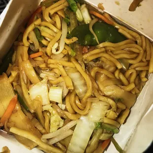 Best veggie lo mein ever! They really cram it in there! Huge portion. Feeds a few.