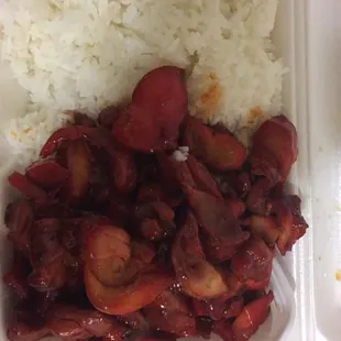 Bourbon chicken and white rice for under $6