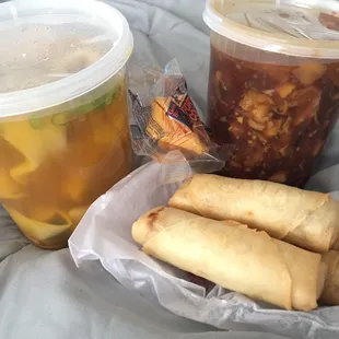 Wonton Soup. Hot and Sour Soup. Spring Rolls.