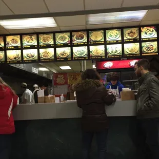 Inside at counter